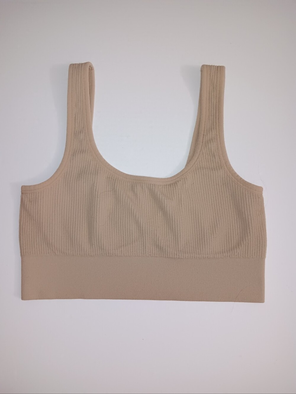 Quince Seamless Ribbed Scoop Bralette in Beige